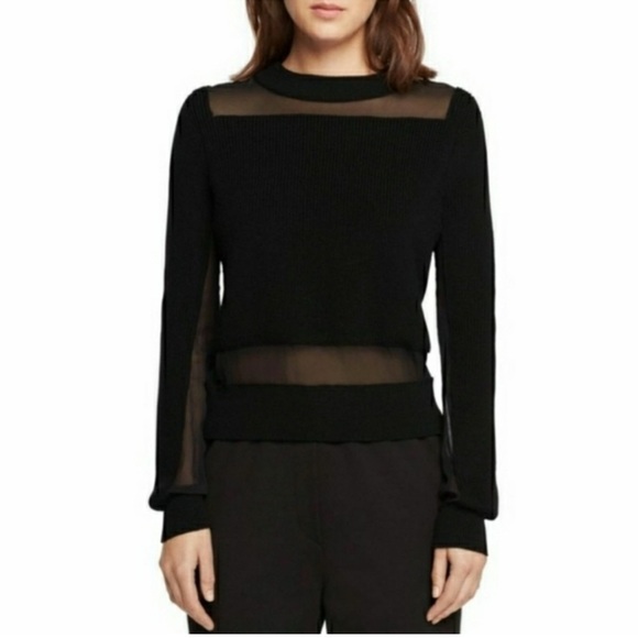 Rag & Bone Emery Wool & Silk Pullover Black Crewneck...
